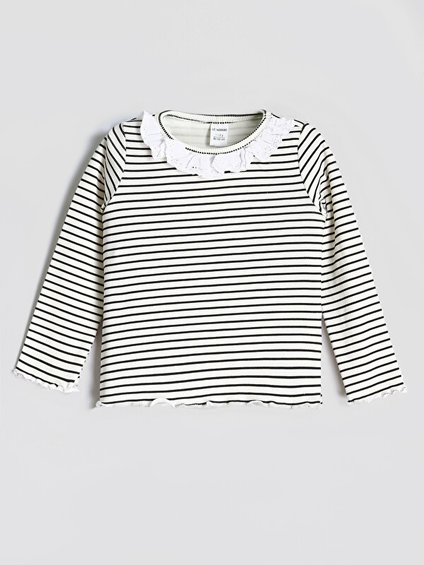 LCW Kids Crew Neck Striped Girls' Blouse