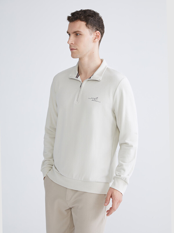 SOUTHBLUE Dik Yaka Baskılı Erkek Sweatshirt
