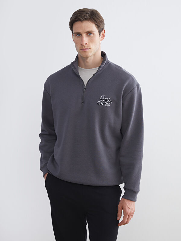 LCW ECO Fermuarlı Dik Yaka Erkek Sweatshirt