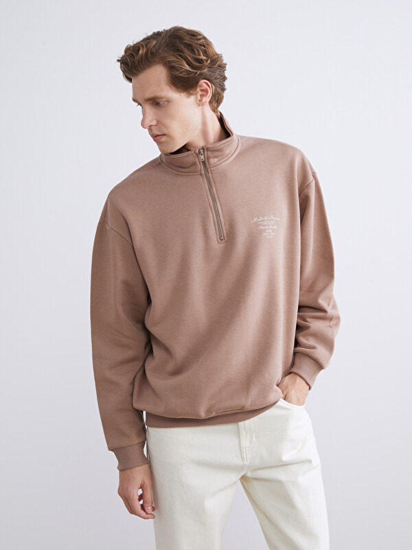 LCW ECO Fermuarlı Dik Yaka Erkek Sweatshirt