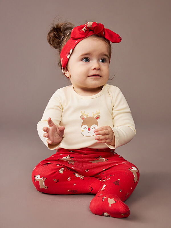 LCW baby Crew Neck Printed Baby Girls' Set 3-pack