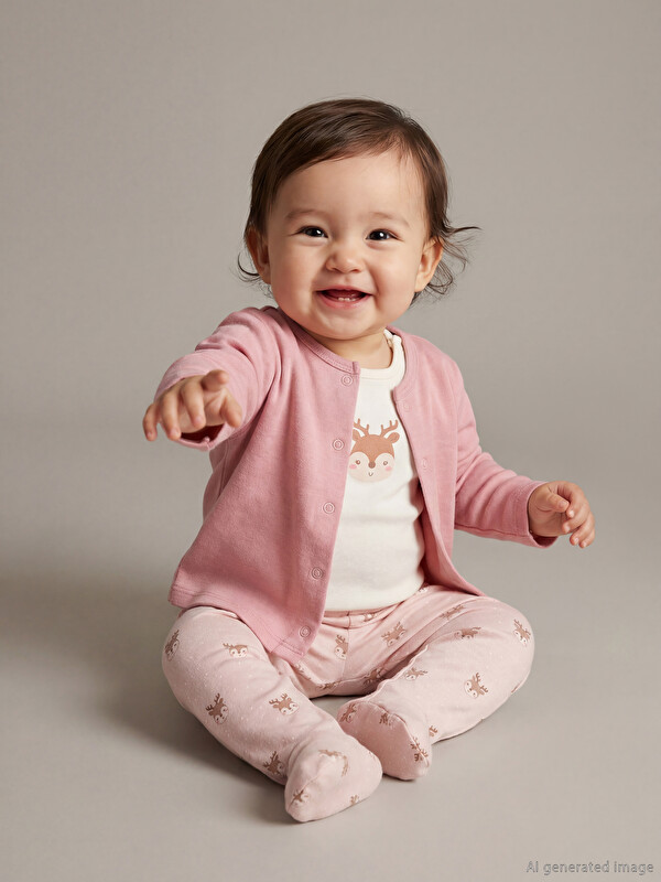 LCW baby Baskılı Kız Bebek 3'lü Takım