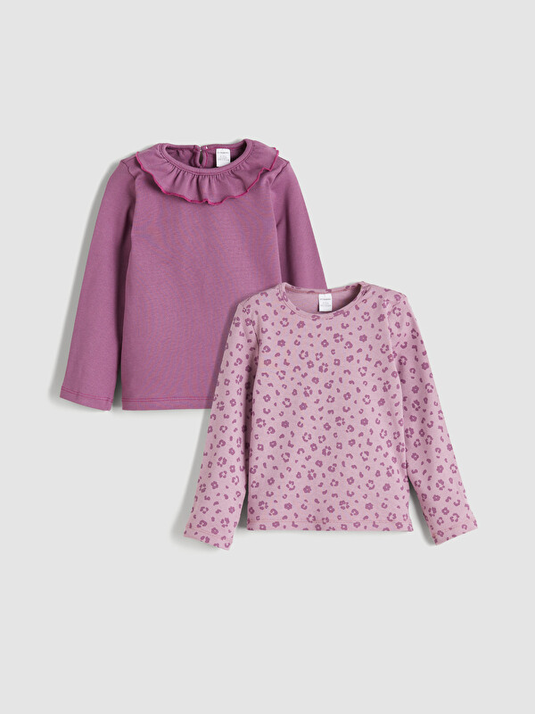 LCW Kids Peter Pan Collar Long Sleeve Girls T-Shirt 2 Pack