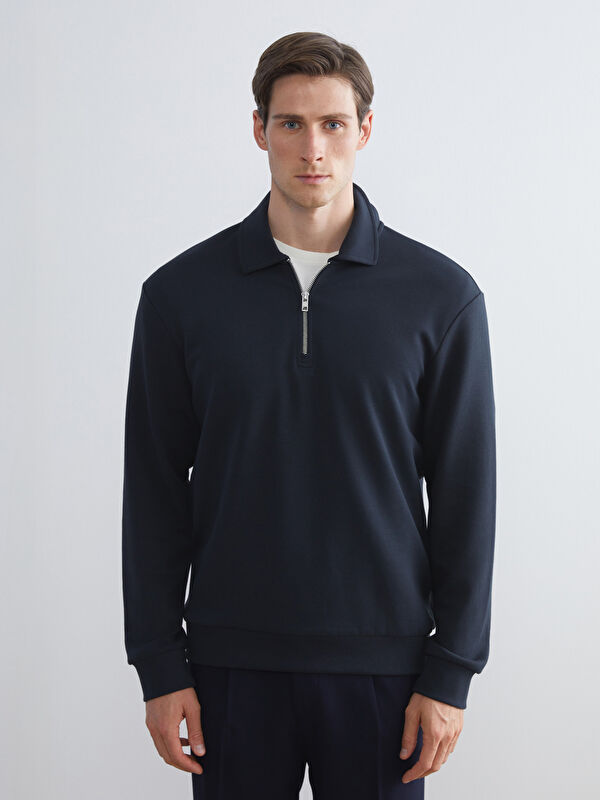 LCW Vision Antrasit Polo Yaka Erkek Sweatshirt - W5FS87Z8-Z7A | LCW