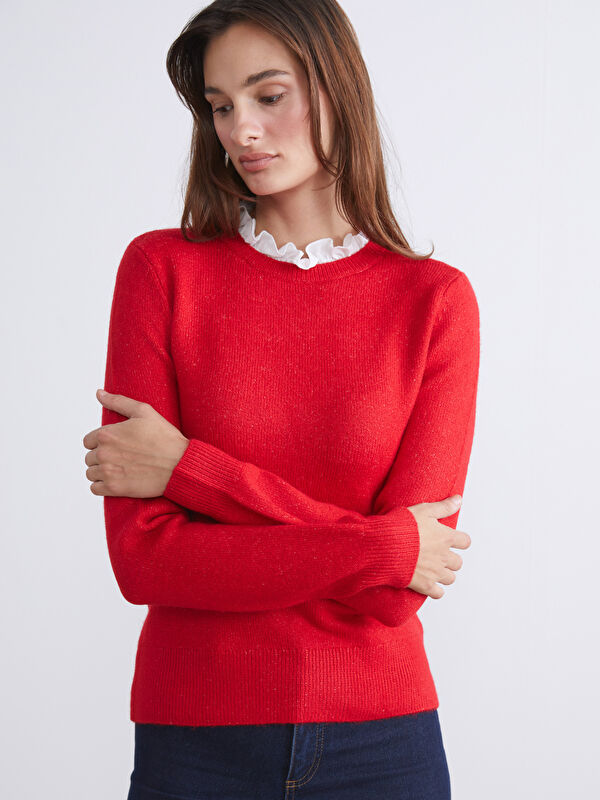 LCW Vision Ruffled Funnel Neck Women's Knitwear Sweater