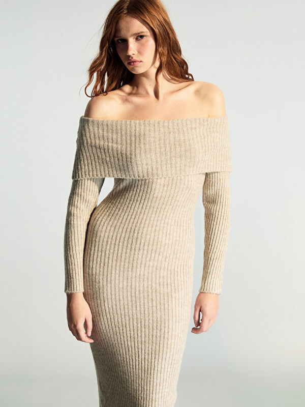 XSIDE Kayık Yaka Bodycon Triko Elbise