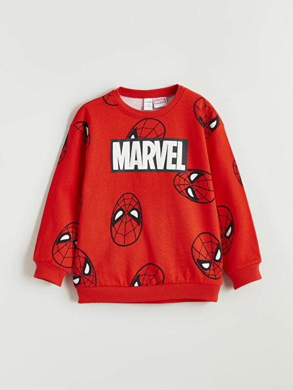 LCW Kids Bisiklet Yaka Marvel Baskılı Erkek Çocuk Sweatshirt
