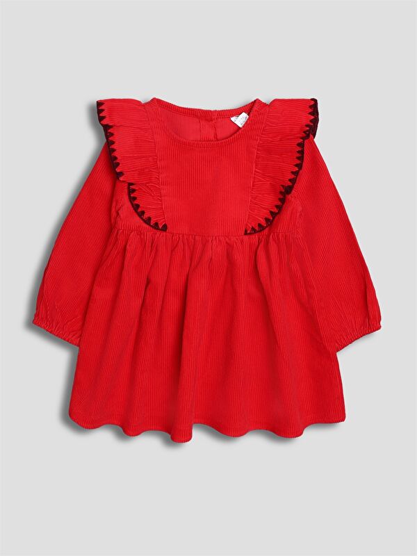 LCW Kids Ruffle Collar Girls' Velvet Dress