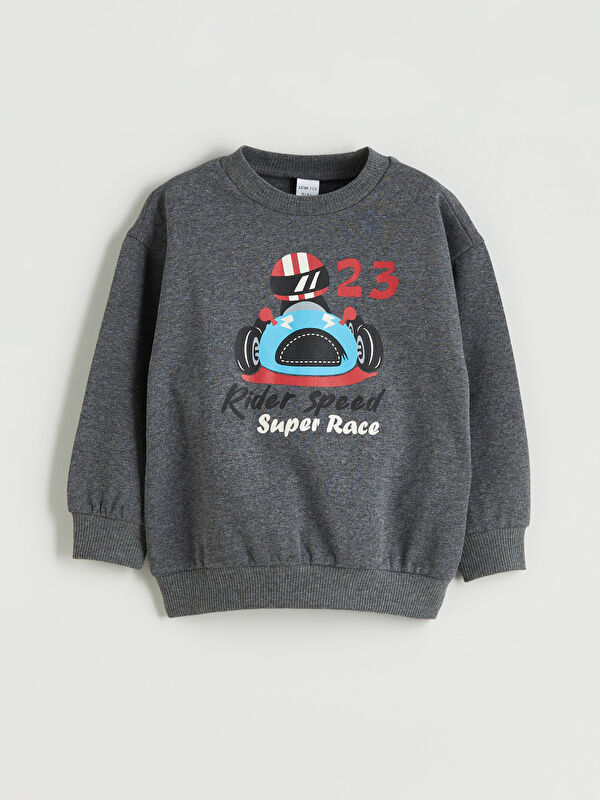 LCW ECO Bisiklet Yaka Baskılı Erkek Çocuk Sweatshirt