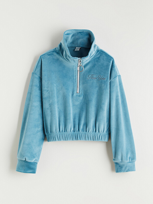 LCW Kids New York Embroidered Velvet Girls' Sweatshirt and