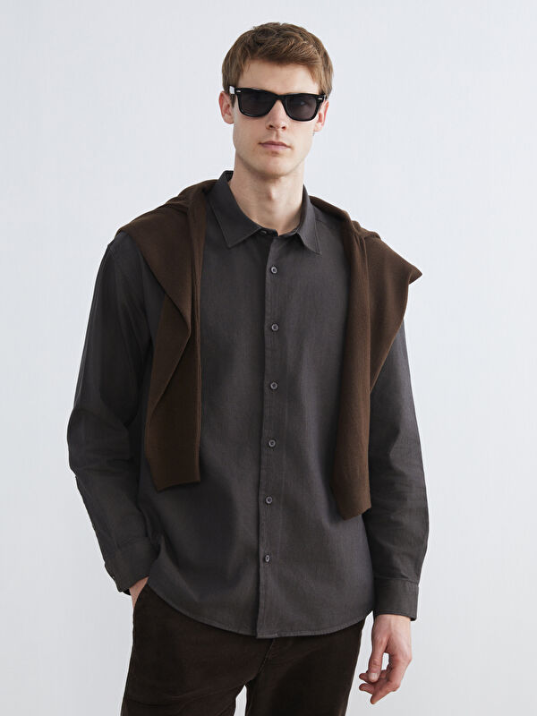 LCW Vision Regular Fit Uzun Kollu Gabardin Erkek Gömlek