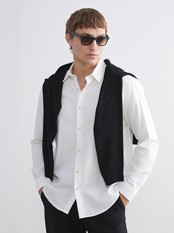 LCW Vision Regular Fit Long Sleeve Gabardine Men's Shirt