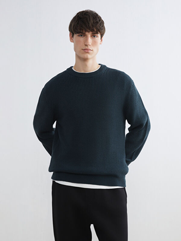 XSIDE Petrol Bisiklet Yaka Erkek Triko Kazak - W5G074Z8-J3M | LCW