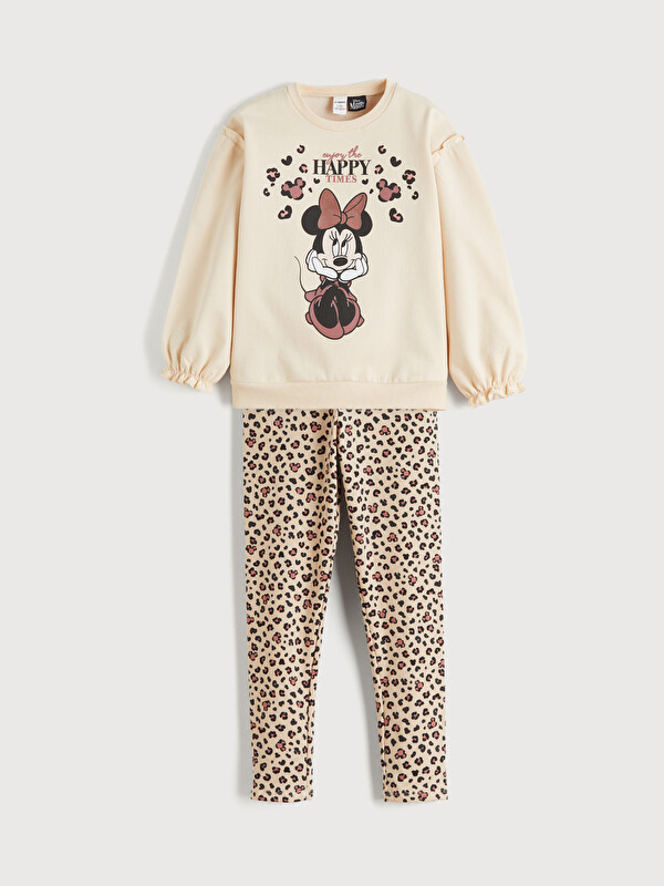 LCW Kids Minnie Mouse Printed Girls' Printed Sweatshirt and Leggings