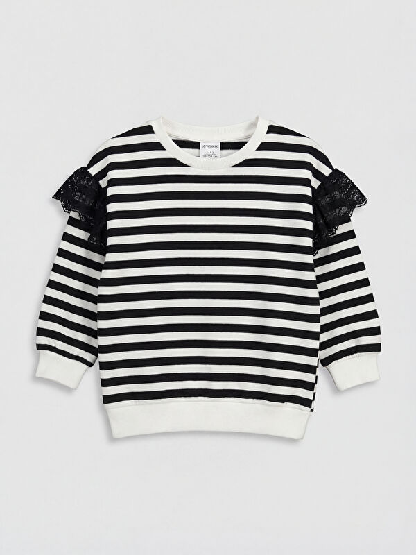 LCW Kids Sweat-shirt Rayé à Col Rond pour Filles