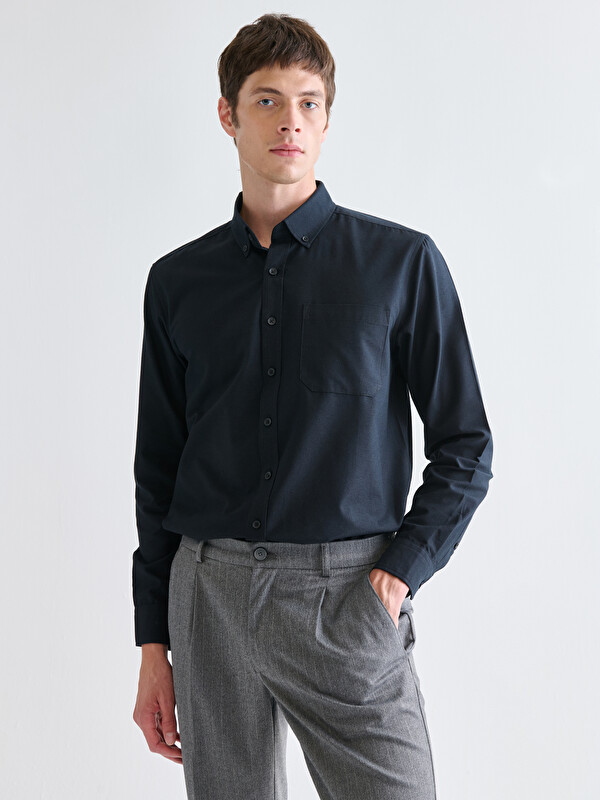 LCWAIKIKI Classic Regular Fit Uzun Kollu Armürlü Erkek Gömlek