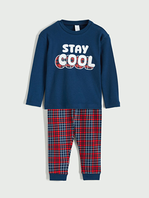 LCW baby Bisiklet Yaka Uzun Kollu Baskılı Erkek Bebek Pijama Takımı