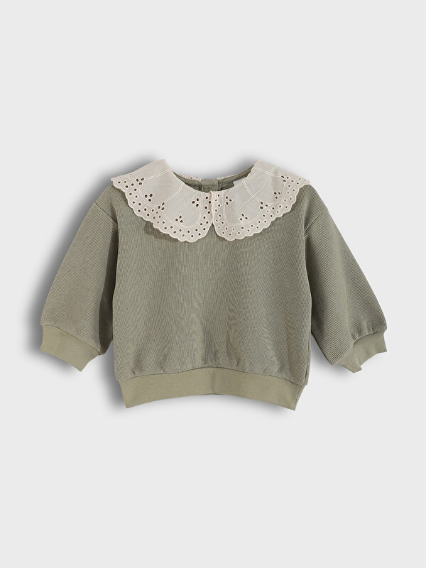 LCW Kids Peter Pan Collar Long Sleeve Girls' Sweatshirt