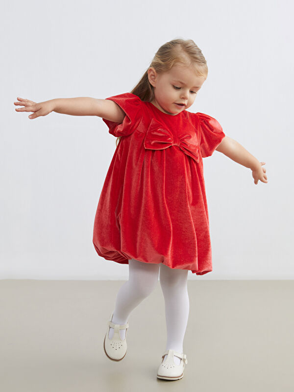 LCW baby Baby Girl's Bow-Detailed Velvet Dress