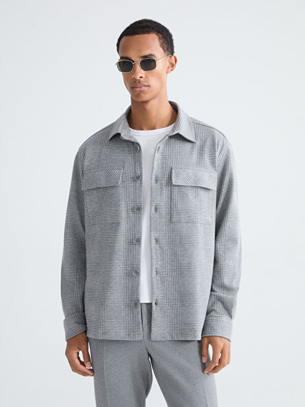 LCW Vision Regular Fit Uzun Kollu Ekose Erkek Gömlek Ceket