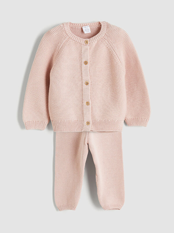 LCW baby Kız Bebek Triko Hırka ve Pantolon 2'li
