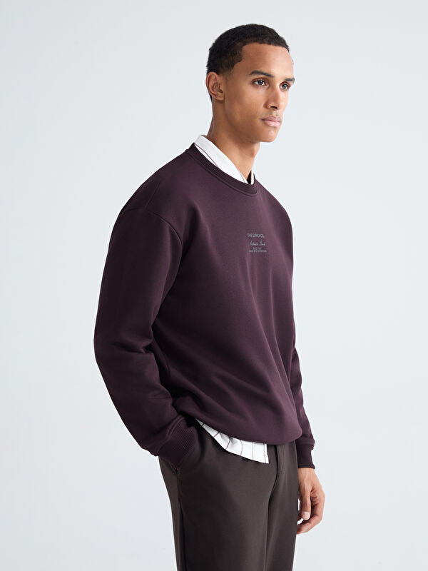 LCW Vision Bisiklet Yaka Baskılı Erkek Kalın Sweatshirt