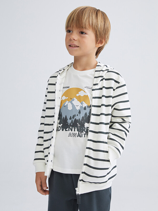 LCW Kids Baskılı Erkek Çocuk Hırka Tişört ve Eşofman Altı
