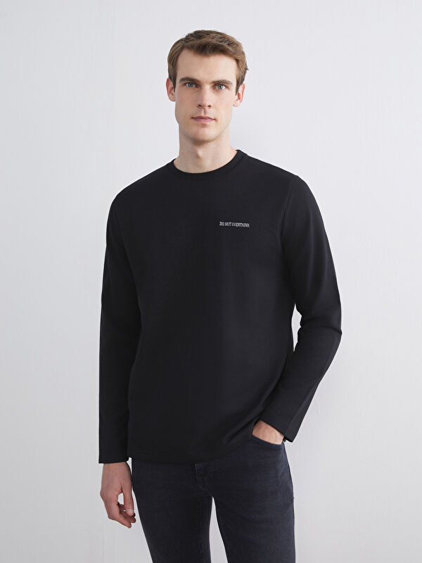 LCW ECO Bisiklet Yaka Baskılı Erkek Sweatshirt