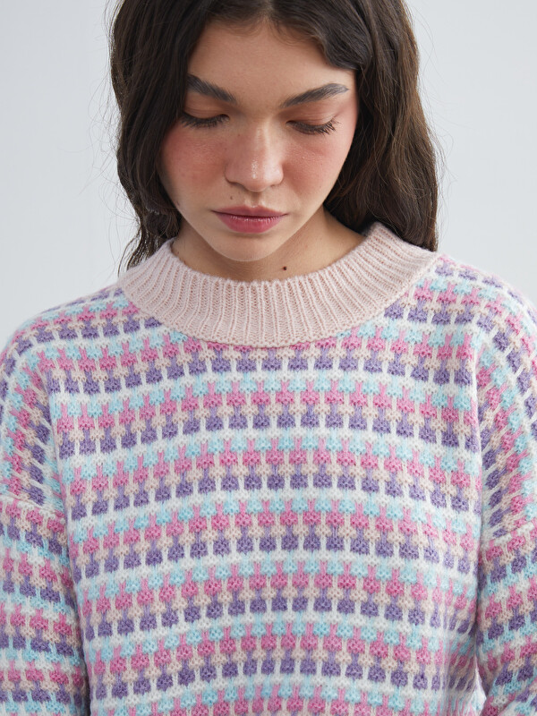 XSIDE Crew Neck Patterned Women's Knitwear Sweater