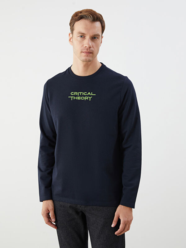 LCW ECO Bisiklet Yaka Uzun Kollu Baskılı Erkek Sweatshirt