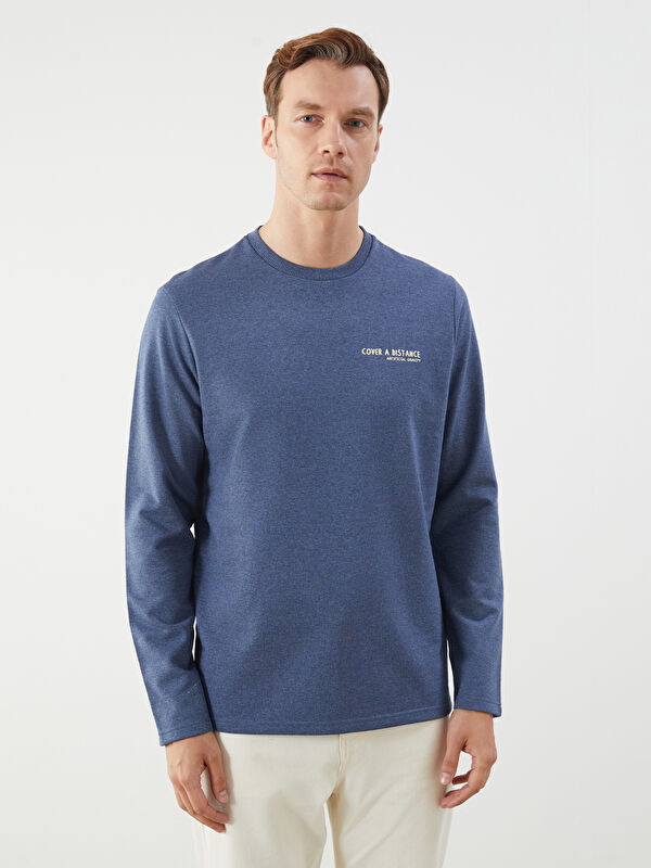 LCW ECO Bisiklet Yaka Uzun Kollu Baskılı Erkek Sweatshirt