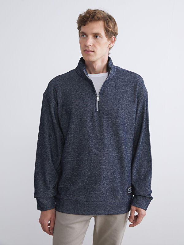 LCW ECO Dik Yaka Baskılı Erkek Sweatshirt