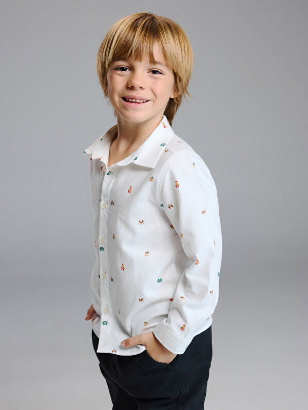 LCW Kids Regular Fit Baskılı Erkek Çocuk Gömlek