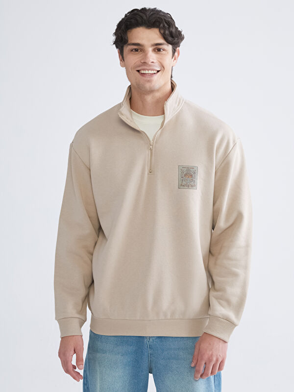 LCW ECO Fermuarlı Dik Yaka Uzun Kollu Erkek Sweatshirt
