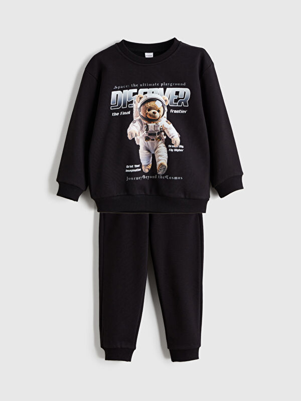 LCW Kids Ayı Baskılı Erkek Çocuk Sweatshirt ve Pantalon 2'li Takım