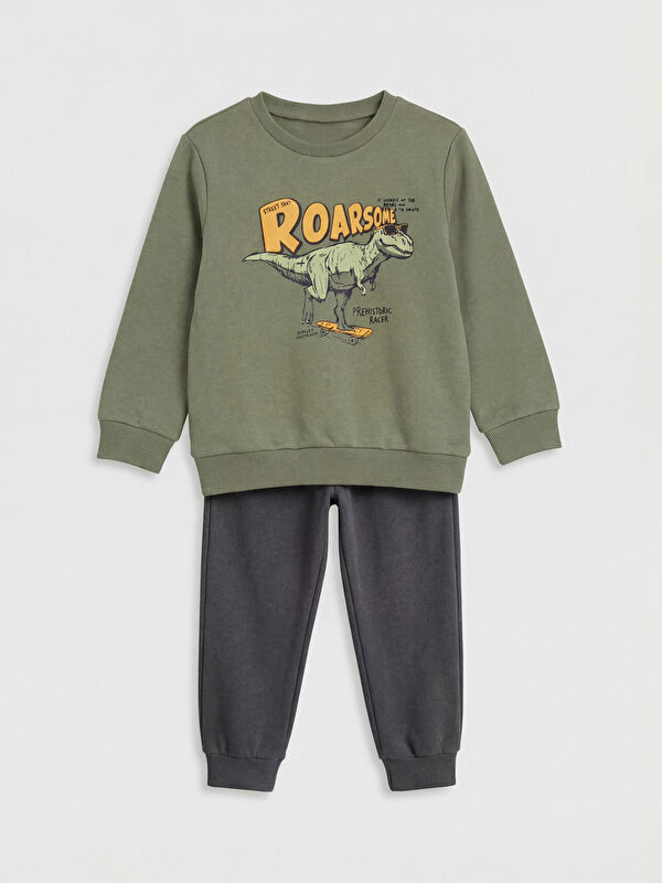 LCW Kids Crew Neck Printed Boys' Tracksuit Set