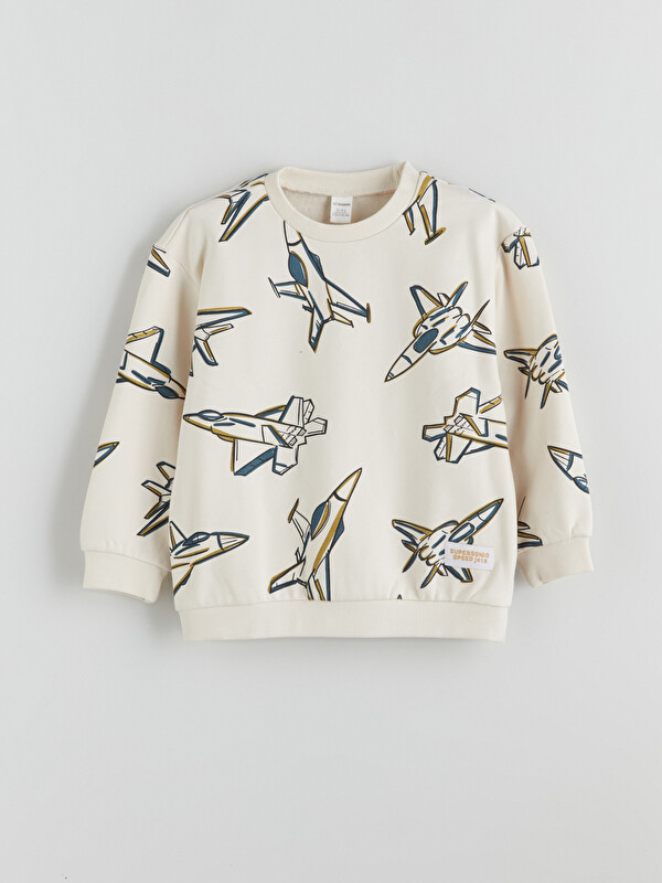 LCW Kids Bisiklet Yaka Baskılı Erkek Çocuk Sweatshirt