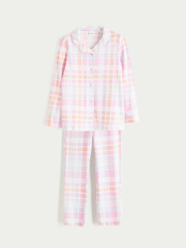 LCW Kids Ensemble de Pyjama Écossais à Col de Chemise pour Filles