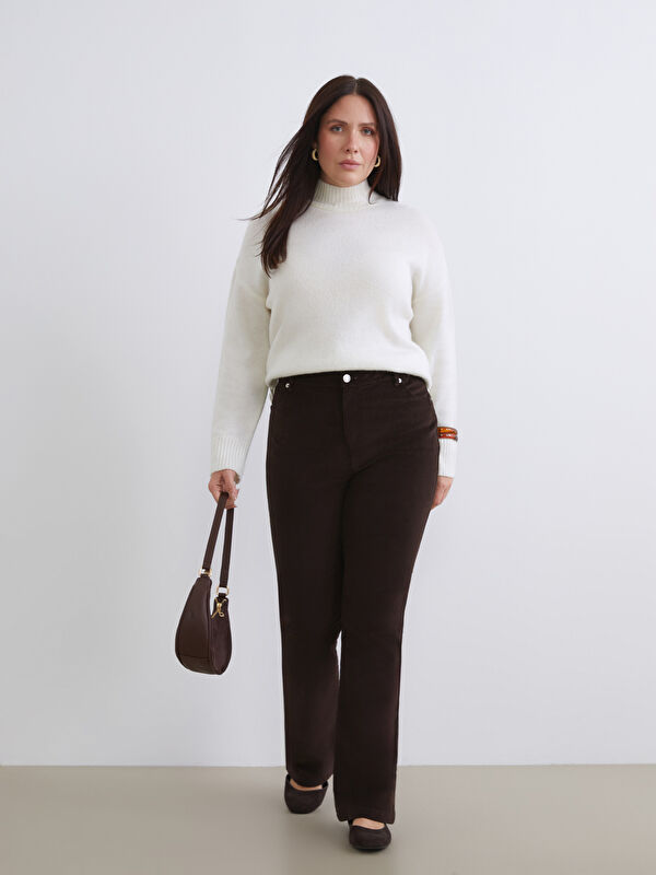 LCW Modest Slim Fit Flare Velvet Women's Trousers