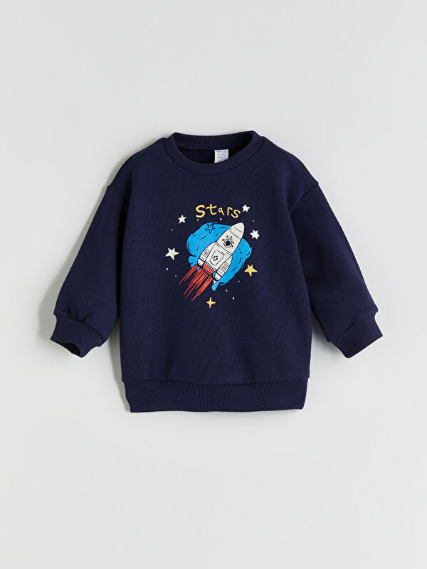 LCW ECO Bisiklet Yaka Baskılı Erkek Çocuk Sweatshirt