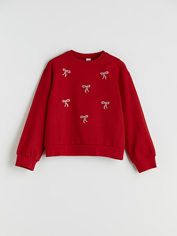 LCW Kids Crew Neck Thick Printed Girls' Sweatshirt