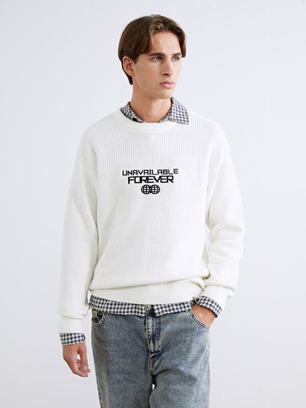 XSIDE Crew Neck Printed Men's Knitwear Sweater