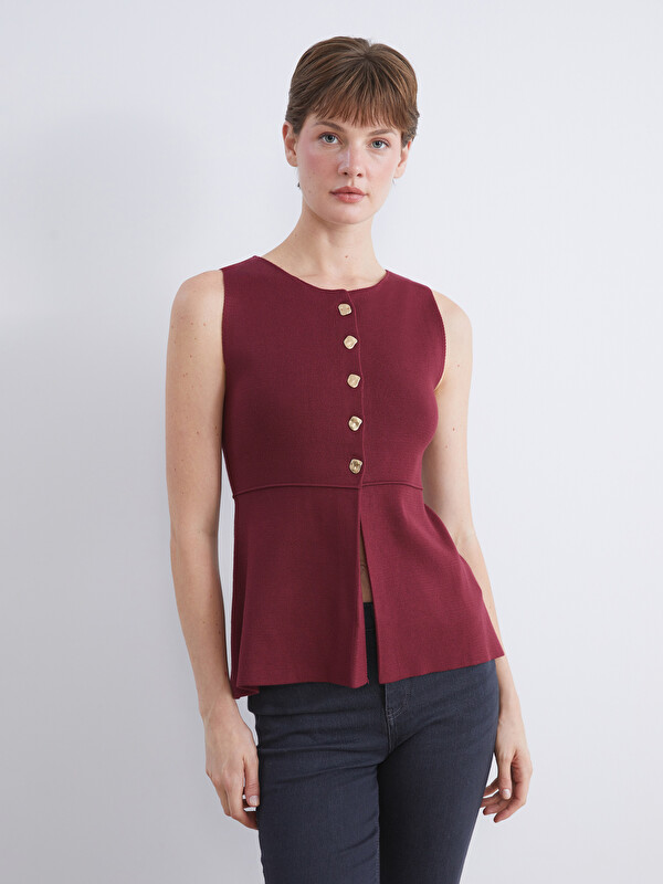 LCW Vision Crew Neck Peplum Knitwear Blouse