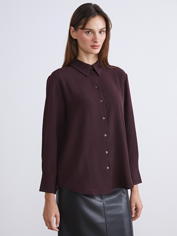 LCWAIKIKI Classic Women's Rhinestone Embellished Shirt