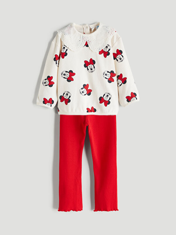 LCW baby Minnie Mouse Licensed Baby Girls' Sweatshirt and Leggings