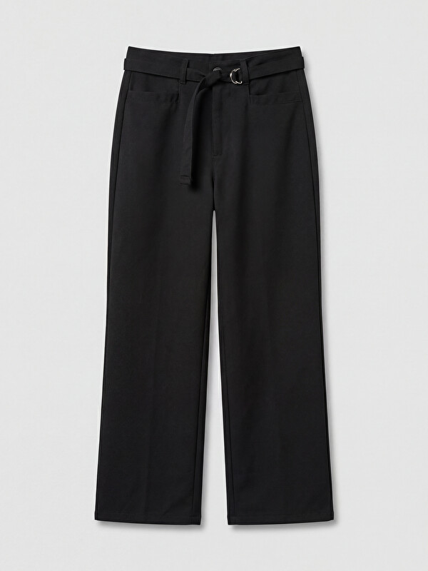 LCW Kids Belt Detailed Wideleg Girls' Trousers