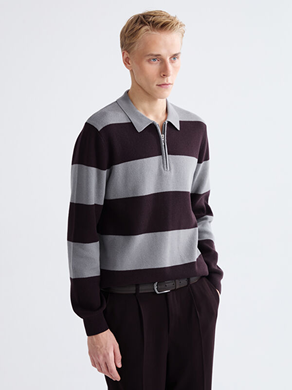 LCW Vision Polo Neck Striped Men's Knitwear Sweater