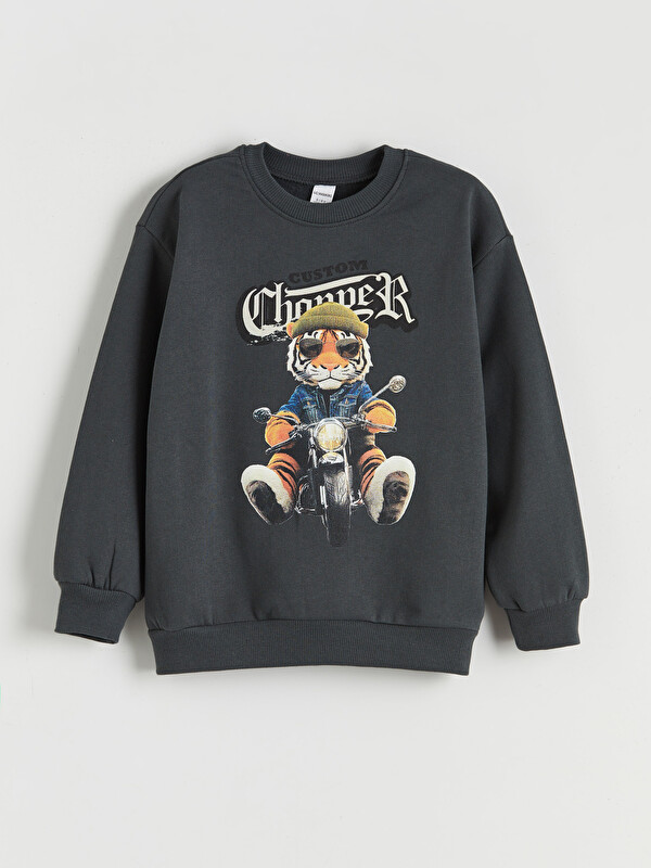 LCW Kids Baskılı Erkek Çocuk Kalın Sweatshirt