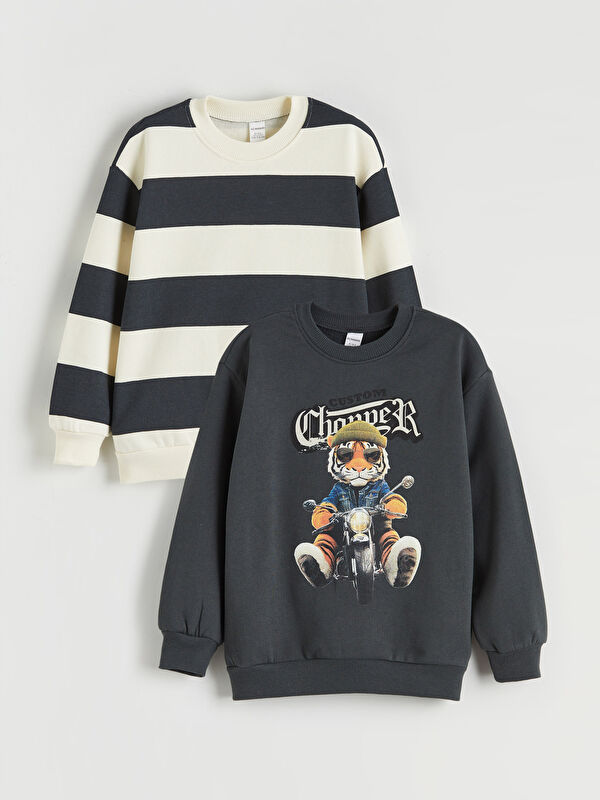 LCW Kids Crew Neck Boys' Thick Sweatshirt 2 Pack