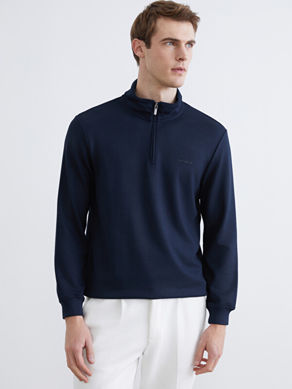 SOUTHBLUE Fermuarlı Dik Yaka Erkek Sweatshirt